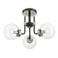 Z-Lite Parsons 22" 3-Light Matte Black and Brushed Nickel Semi Flush Mount With Clear Glass Shade