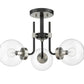 Z-Lite Parsons 22" 3-Light Matte Black and Brushed Nickel Semi Flush Mount With Clear Glass Shade