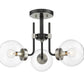 Z-Lite Parsons 22" 3-Light Matte Black and Brushed Nickel Semi Flush Mount With Clear Glass Shade