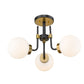 Z-Lite Parsons 22" 3-Light Matte Black and Olde Brass Semi Flush Mount With Opal Glass Shade