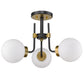 Z-Lite Parsons 22" 3-Light Matte Black and Olde Brass Semi Flush Mount With Opal Glass Shade