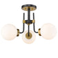 Z-Lite Parsons 22" 3-Light Matte Black and Olde Brass Semi Flush Mount With Opal Glass Shade