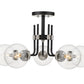 Z-Lite Parsons 27" 5-Light Matte Black and Brushed Nickel Semi Flush Mount With Clear Glass Shade