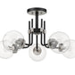 Z-Lite Parsons 27" 5-Light Matte Black and Brushed Nickel Semi Flush Mount With Clear Glass Shade