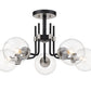 Z-Lite Parsons 27" 5-Light Matte Black and Brushed Nickel Semi Flush Mount With Clear Glass Shade