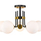 Z-Lite Parsons 27" 5-Light Matte Black and Olde Brass Semi Flush Mount With Opal Glass Shade