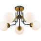 Z-Lite Parsons 27" 5-Light Matte Black and Olde Brass Semi Flush Mount With Opal Glass Shade