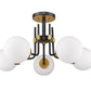 Z-Lite Parsons 27" 5-Light Matte Black and Olde Brass Semi Flush Mount With Opal Glass Shade