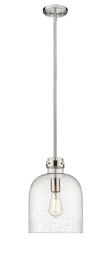 Z-Lite Pearson 10" 1-Light Brushed Nickel Pendant Light With Clear Seedy Glass Shade