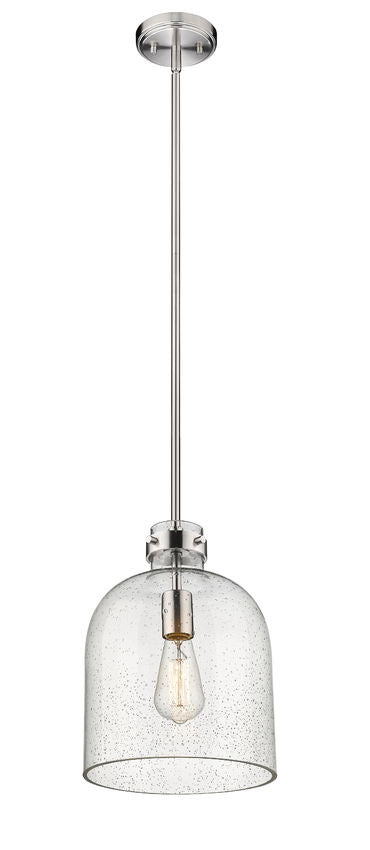 Z-Lite Pearson 10" 1-Light Brushed Nickel Pendant Light With Clear Seedy Glass Shade
