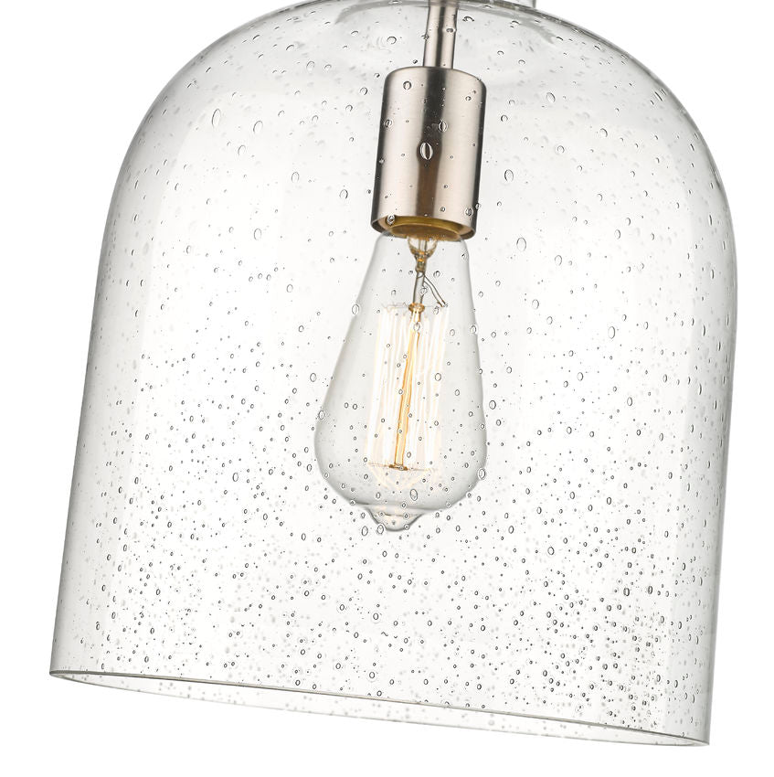 Z-Lite Pearson 10" 1-Light Brushed Nickel Pendant Light With Clear Seedy Glass Shade