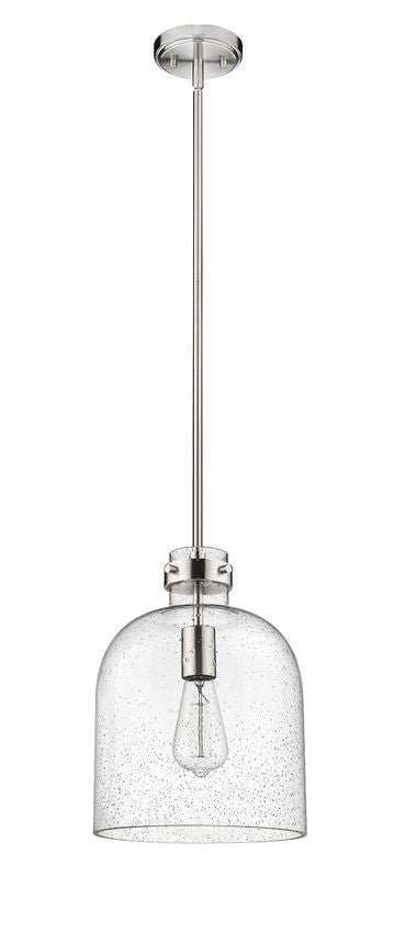 Z-Lite Pearson 10" 1-Light Brushed Nickel Pendant Light With Clear Seedy Glass Shade