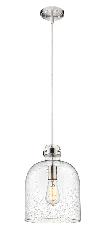 Z-Lite Pearson 10" 1-Light Brushed Nickel Pendant Light With Clear Seedy Glass Shade