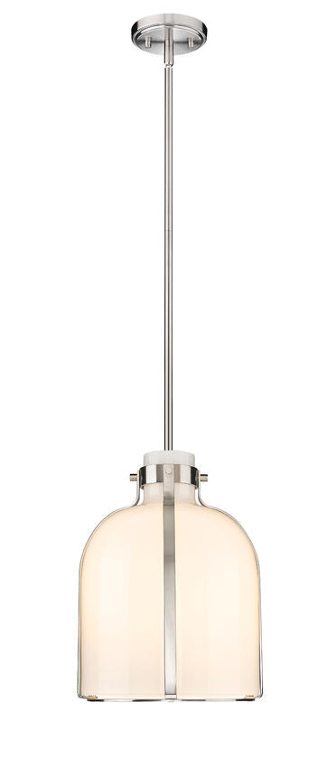 Z-Lite Pearson 10" 1-Light Brushed Nickel Pendant Light With White Opal Glass Shade