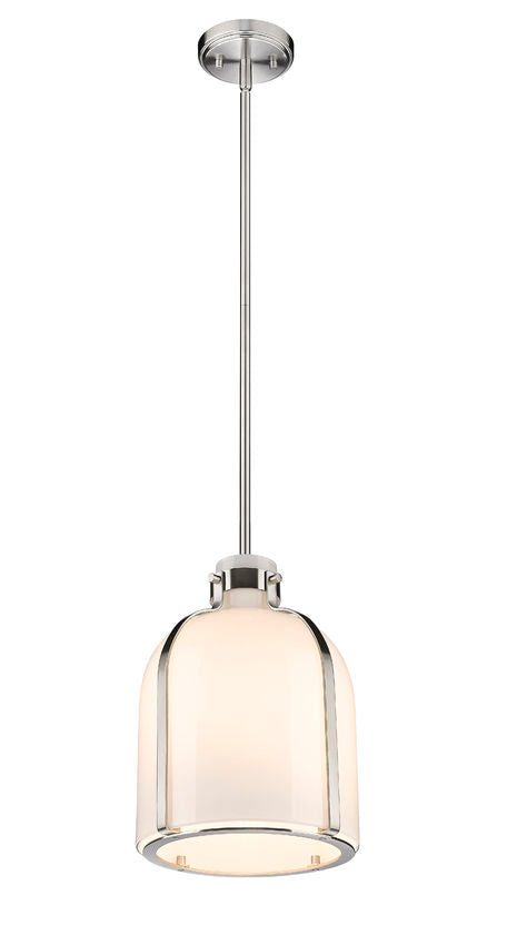 Z-Lite Pearson 10" 1-Light Brushed Nickel Pendant Light With White Opal Glass Shade