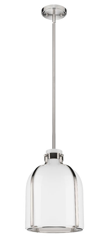 Z-Lite Pearson 10" 1-Light Brushed Nickel Pendant Light With White Opal Glass Shade