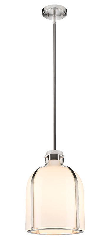 Z-Lite Pearson 10" 1-Light Brushed Nickel Pendant Light With White Opal Glass Shade