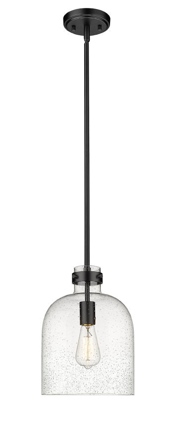 Z-Lite Pearson 10" 1-Light Matte Black Pendant Light With Clear Seedy Glass Shade