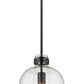 Z-Lite Pearson 10" 1-Light Matte Black Pendant Light With Clear Seedy Glass Shade