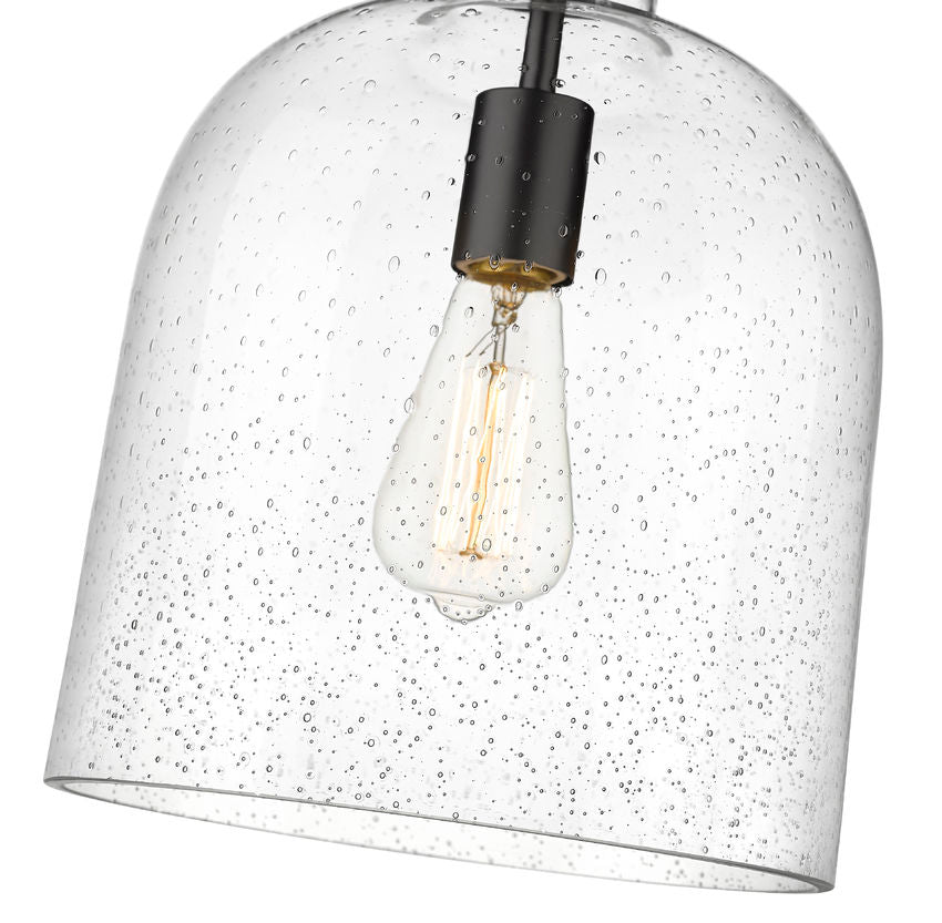 Z-Lite Pearson 10" 1-Light Matte Black Pendant Light With Clear Seedy Glass Shade
