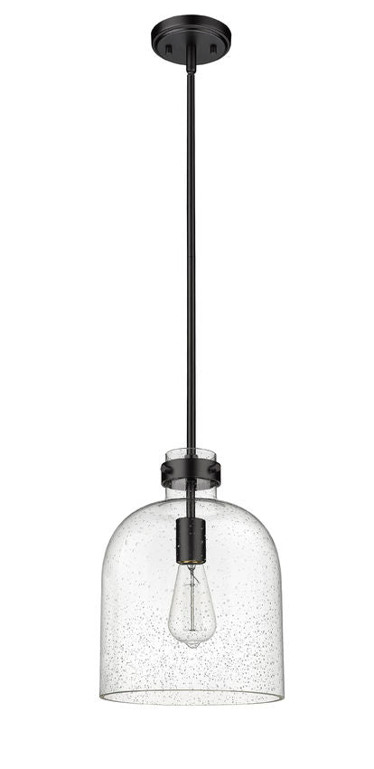 Z-Lite Pearson 10" 1-Light Matte Black Pendant Light With Clear Seedy Glass Shade