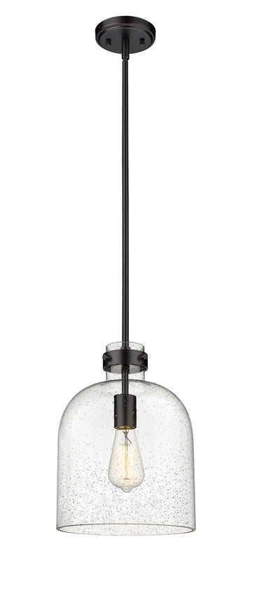 Z-Lite Pearson 10" 1-Light Matte Black Pendant Light With Clear Seedy Glass Shade