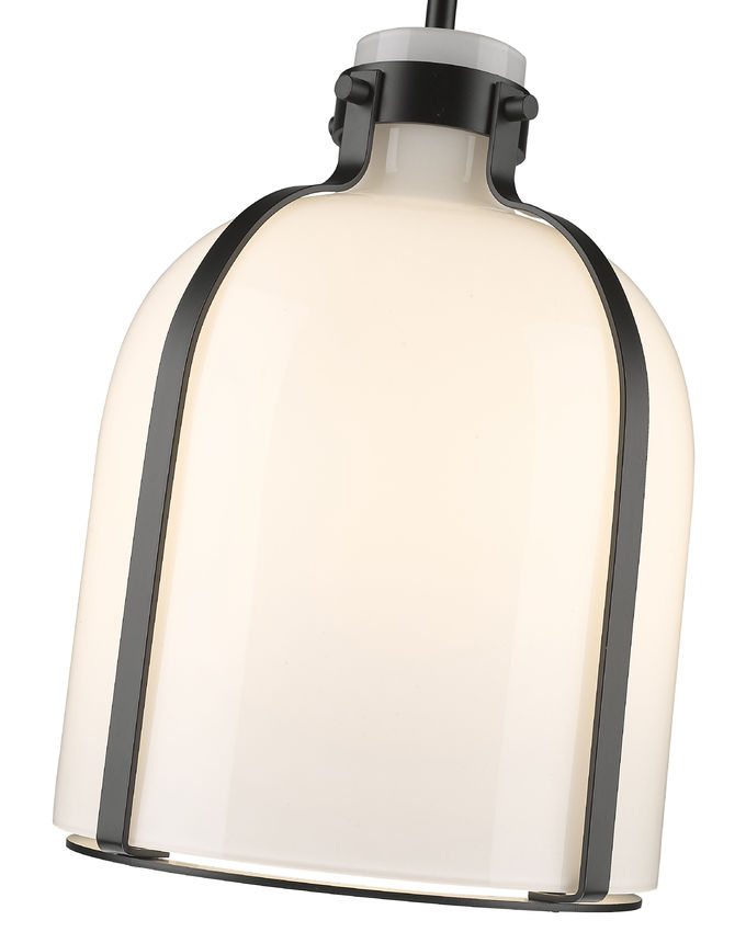 Z-Lite Pearson 10" 1-Light Matte Black Pendant Light With White Opal Glass Shade