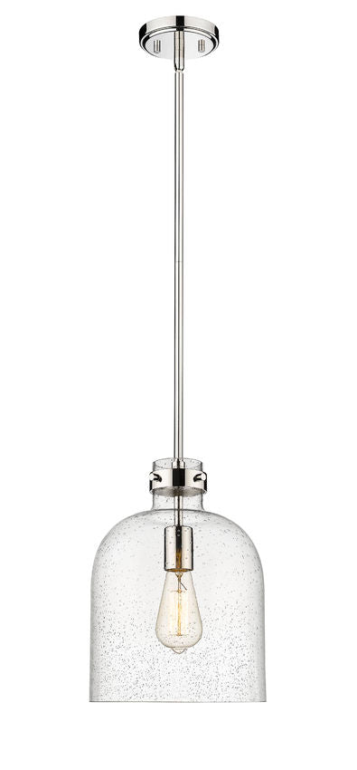 Z-Lite Pearson 10" 1-Light Polished Nickel Pendant Light With Clear Seedy Glass Shade