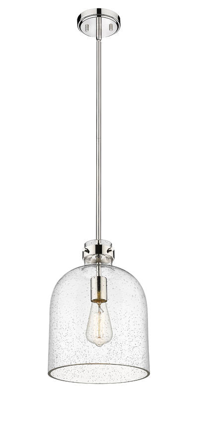 Z-Lite Pearson 10" 1-Light Polished Nickel Pendant Light With Clear Seedy Glass Shade