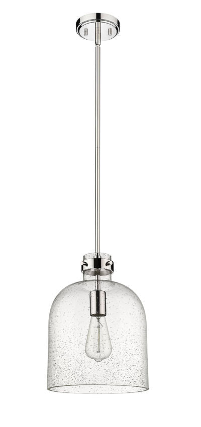 Z-Lite Pearson 10" 1-Light Polished Nickel Pendant Light With Clear Seedy Glass Shade