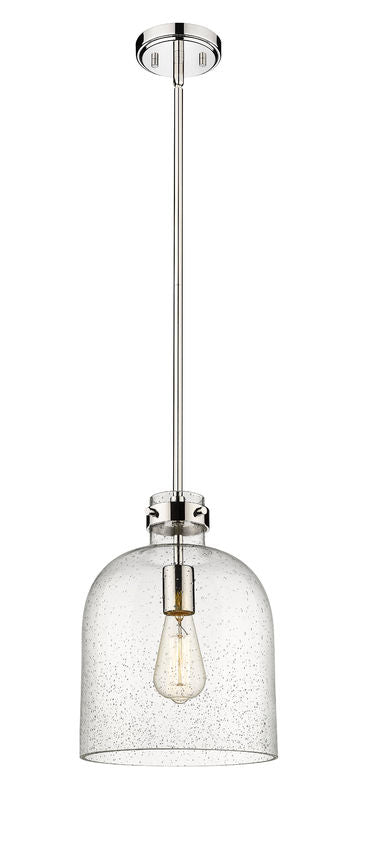 Z-Lite Pearson 10" 1-Light Polished Nickel Pendant Light With Clear Seedy Glass Shade