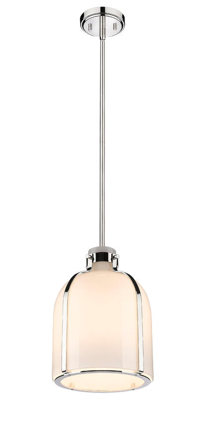 Z-Lite Pearson 10" 1-Light Polished Nickel Pendant Light With White Opal Glass Shade
