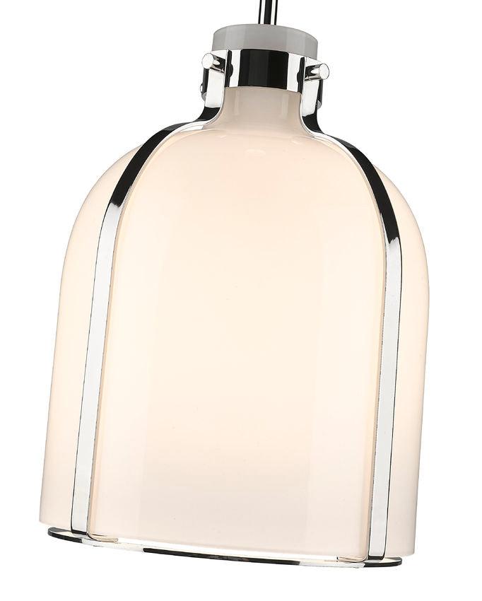 Z-Lite Pearson 10" 1-Light Polished Nickel Pendant Light With White Opal Glass Shade