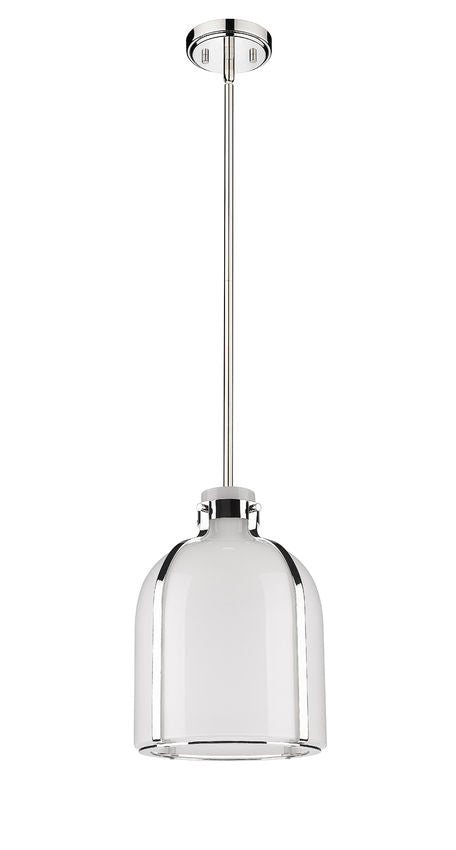 Z-Lite Pearson 10" 1-Light Polished Nickel Pendant Light With White Opal Glass Shade