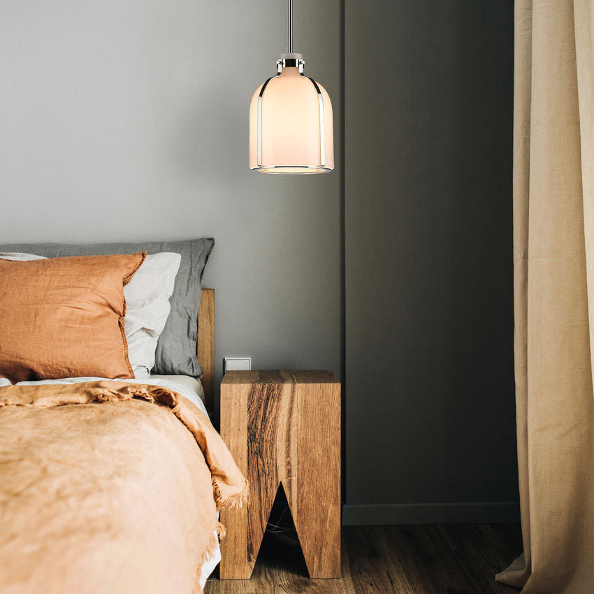 Z-Lite Pearson 10" 1-Light Polished Nickel Pendant Light With White Opal Glass Shade