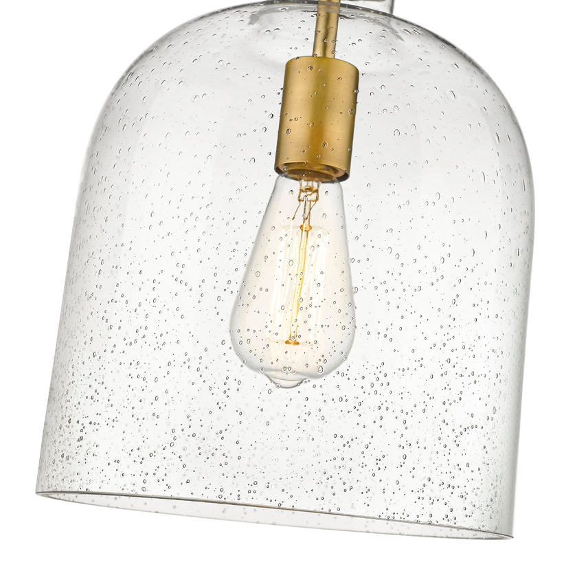Z-Lite Pearson 10" 1-Light Rubbed Brass Pendant Light With Clear Seedy Glass Shade