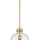 Z-Lite Pearson 10" 1-Light Rubbed Brass Pendant Light With Clear Seedy Glass Shade