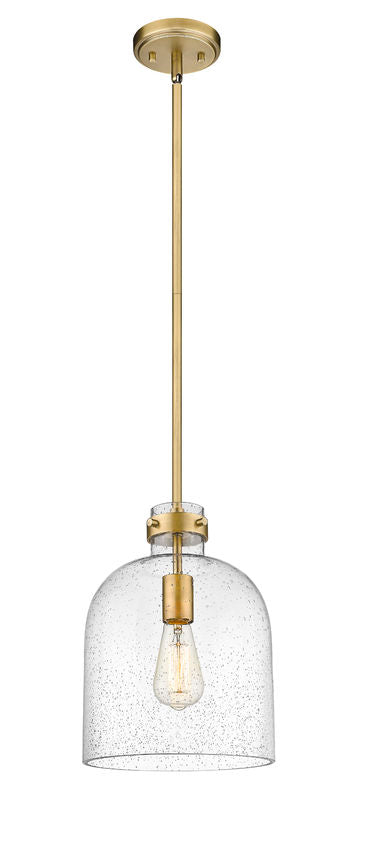 Z-Lite Pearson 10" 1-Light Rubbed Brass Pendant Light With Clear Seedy Glass Shade