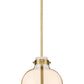 Z-Lite Pearson 10" 1-Light Rubbed Brass Pendant Light With White Opal Glass Shade