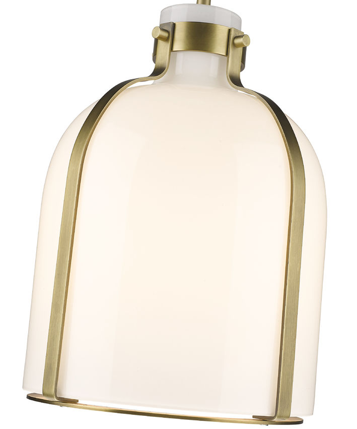 Z-Lite Pearson 10" 1-Light Rubbed Brass Pendant Light With White Opal Glass Shade