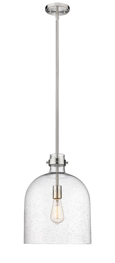 Z-Lite Pearson 12" 1-Light Brushed Nickel Pendant Light With Clear Seedy Glass Shade