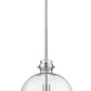 Z-Lite Pearson 12" 1-Light Brushed Nickel Pendant Light With Clear Seedy Glass Shade