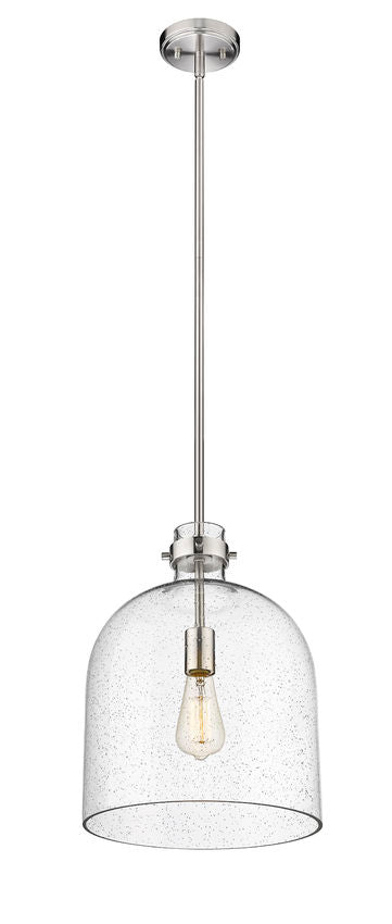 Z-Lite Pearson 12" 1-Light Brushed Nickel Pendant Light With Clear Seedy Glass Shade