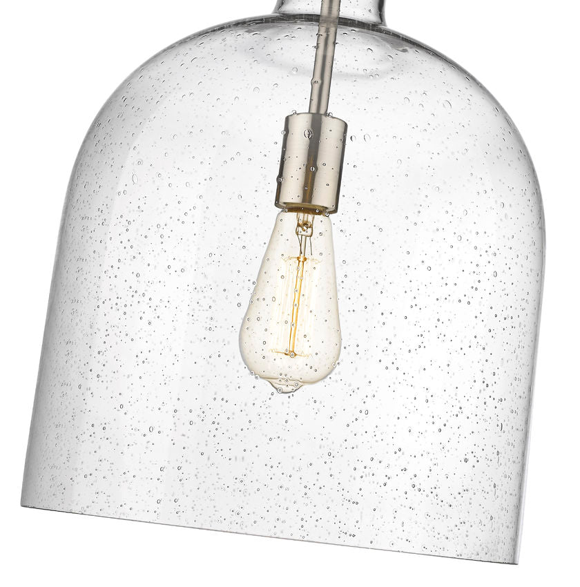 Z-Lite Pearson 12" 1-Light Brushed Nickel Pendant Light With Clear Seedy Glass Shade