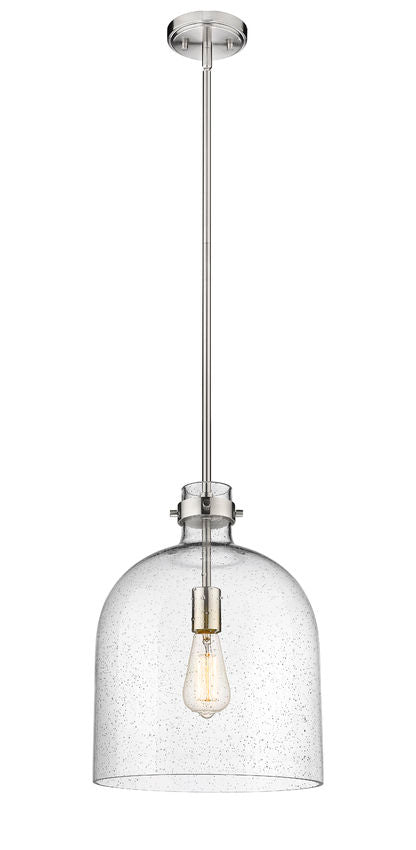 Z-Lite Pearson 12" 1-Light Brushed Nickel Pendant Light With Clear Seedy Glass Shade