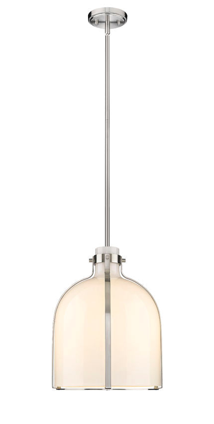 Z-Lite Pearson 12" 1-Light Brushed Nickel Pendant Light With White Opal Glass Shade