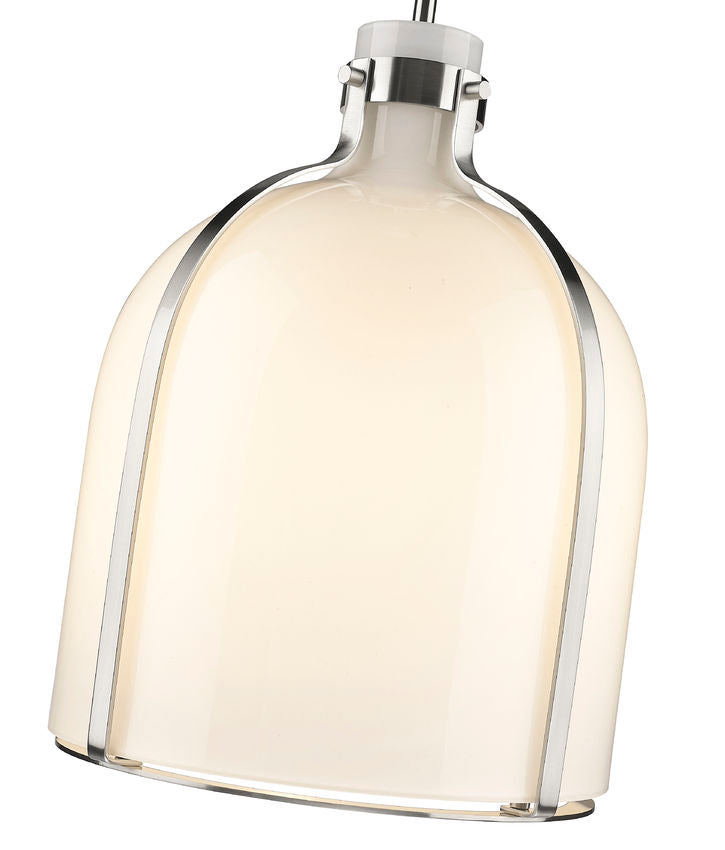 Z-Lite Pearson 12" 1-Light Brushed Nickel Pendant Light With White Opal Glass Shade