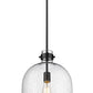 Z-Lite Pearson 12" 1-Light Matte Black Pendant Light With Clear Seedy Glass Shade