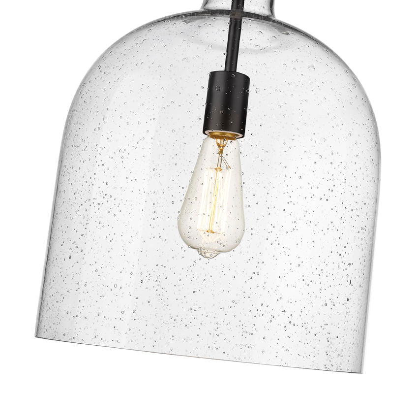 Z-Lite Pearson 12" 1-Light Matte Black Pendant Light With Clear Seedy Glass Shade