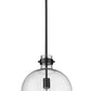 Z-Lite Pearson 12" 1-Light Matte Black Pendant Light With Clear Seedy Glass Shade